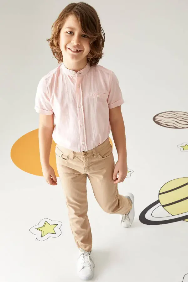 Boys Slim Fit Straight Leg Gabardine Trousers - 4