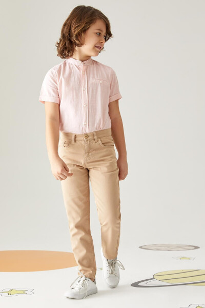 Boys Slim Fit Straight Leg Gabardine Trousers - 3
