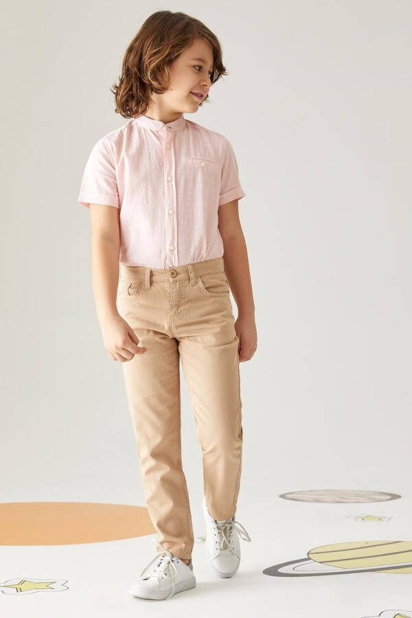 Boys Slim Fit Straight Leg Gabardine Trousers - 3