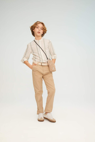 Boys' Standard Leg Gabardine Trousers Beige - 1