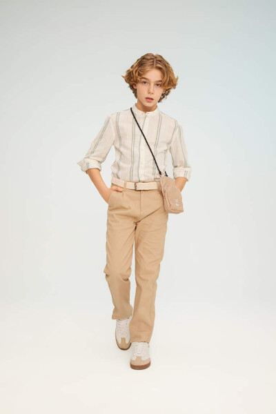 Boys' Standard Leg Gabardine Trousers Beige - 2