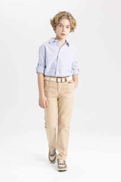 Boys' Standard Leg Gabardine Trousers Beige - 3