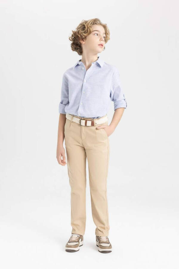 Boys' Standard Leg Gabardine Trousers Beige - 5