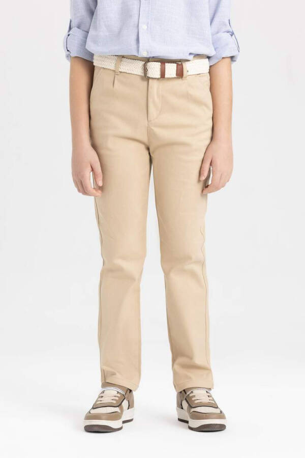 Boys' Standard Leg Gabardine Trousers Beige - 6