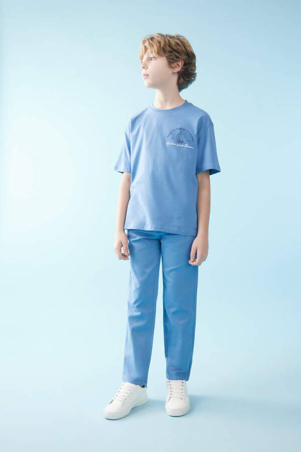 Boys' Standard Leg Gabardine Trousers Blue - 1