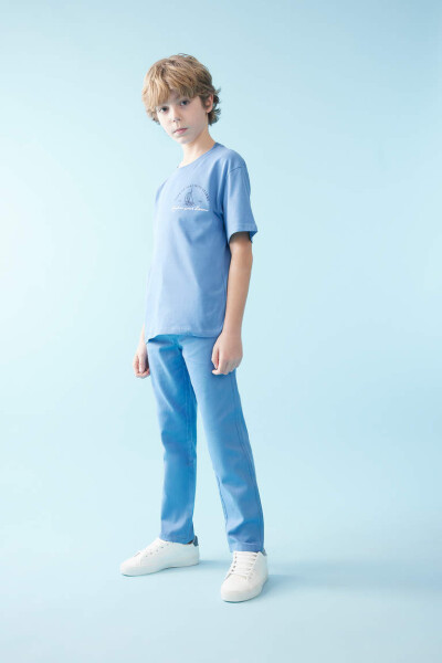 Boys' Standard Leg Gabardine Trousers Blue - 2