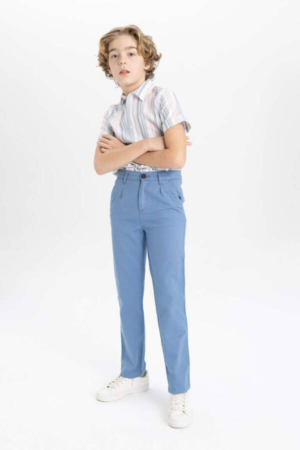 Boys' Standard Leg Gabardine Trousers Blue - 5