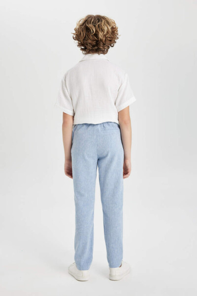 Boys' Standard Leg Linen Blend Trousers Light Blue - 6