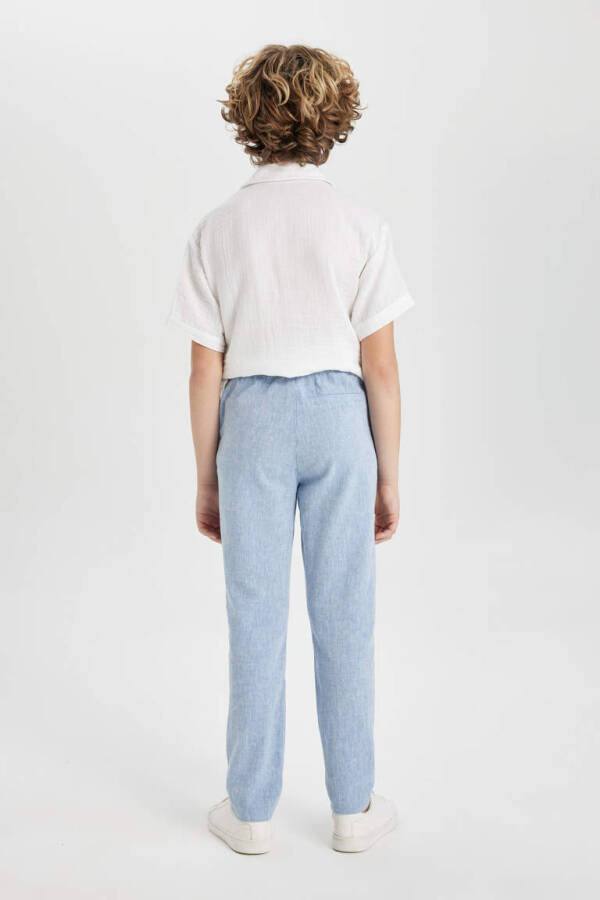 Boys' Standard Leg Linen Blend Trousers Light Blue - 6