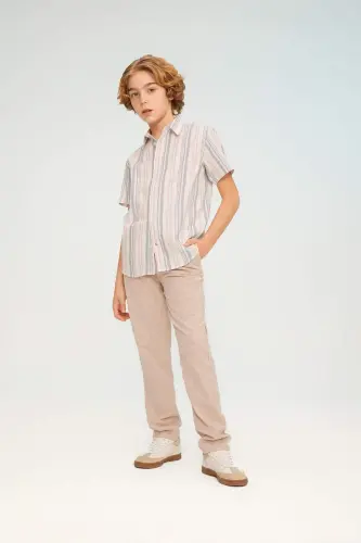 Boys' Standard Leg Linen Blend Trousers Z1706a624sm - 1