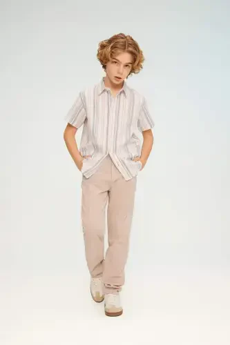 Boys' Standard Leg Linen Blend Trousers Z1706a624sm - DEFACTO (1)