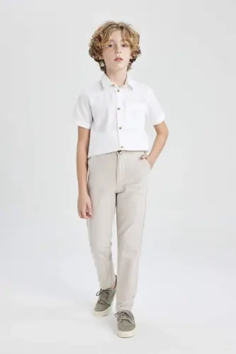 Boys' Standard Leg Linen Blend Trousers Z1706a624sm - 5