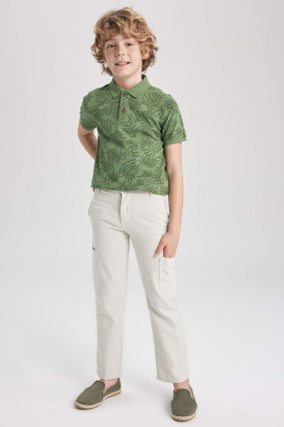 Boys Standard Leg Linen Look Pants Ecru - 5