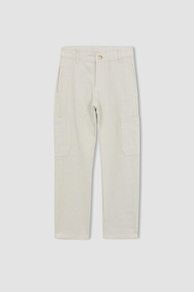 Boys Standard Leg Linen Look Pants Ecru - 8