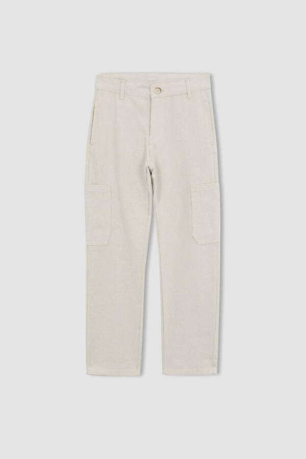 Boys Standard Leg Linen Look Pants Ecru - 8