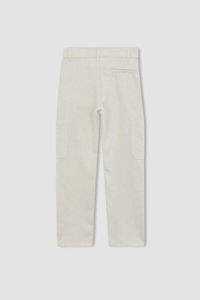 Boys Standard Leg Linen Look Pants Ecru - 10