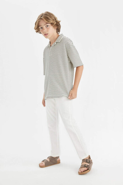 Boys' Standard Leg Linen Look Trousers Ecru - 1