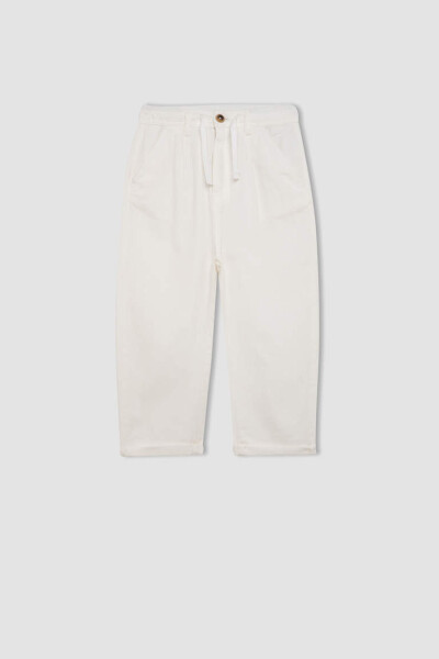 Boys' Standard Leg Linen Look Trousers Ecru - 7