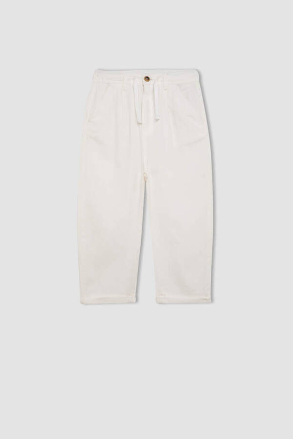 Boys' Standard Leg Linen Look Trousers Ecru - 7