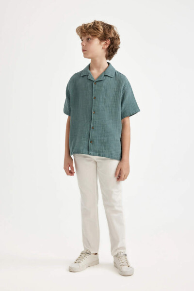 Boys' Standard Leg Linen Look Trousers Ecru - 12