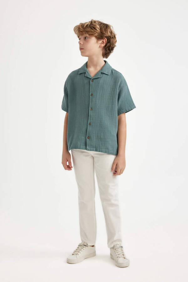 Boys' Standard Leg Linen Look Trousers Ecru - 12