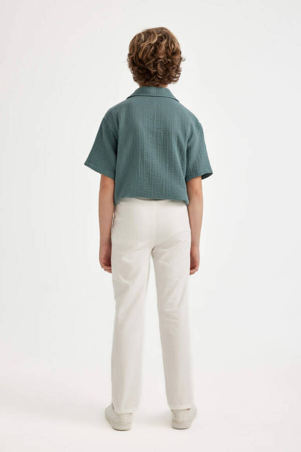 Boys' Standard Leg Linen Look Trousers Ecru - 14