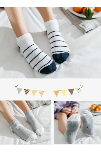 Boy's Star Patterned Slipper Socks 5 Pairs - HOBINS SPORTSWEAR COMPANY (1)