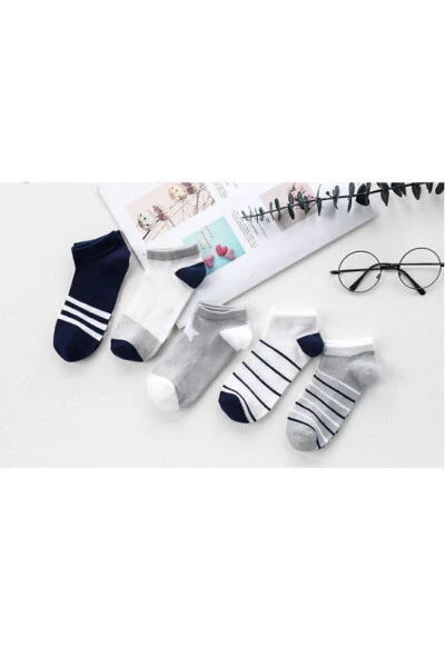 Boy's Star Patterned Slipper Socks 5 Pairs - 3