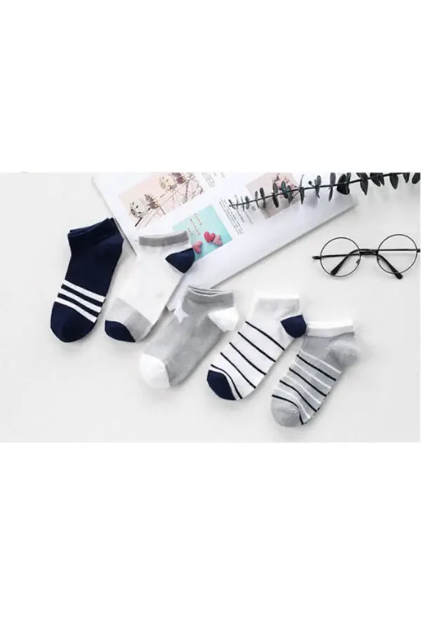 Boy's Star Patterned Slipper Socks 5 Pairs - 3