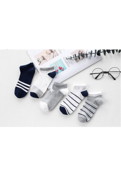 Boy's Star Patterned Slipper Socks 5 Pairs - 3