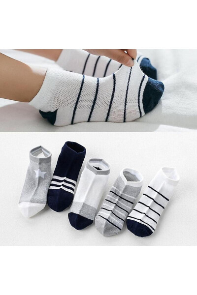 Boy's Star Patterned Slipper Socks 5 Pairs - HOBINS SPORTSWEAR & COMPANY
