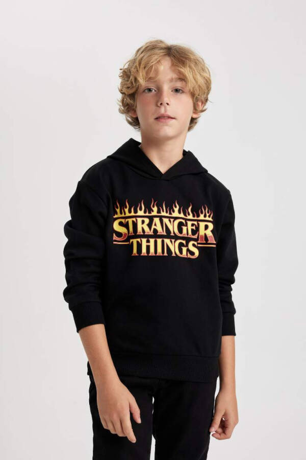 Boy's Stranger Things Hoodie Black - 1