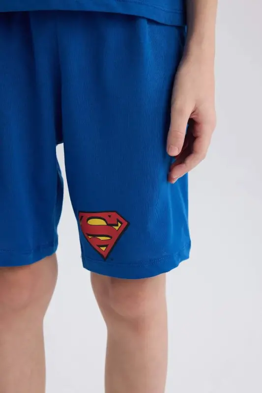 Boys Superman Pajama Set Short Sleeve Top Shorts-Dark Blue - 5