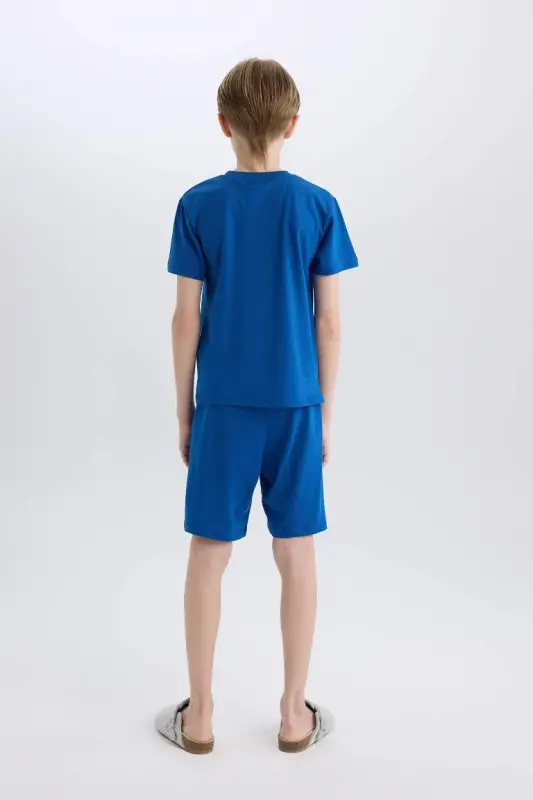 Boys Superman Pajama Set Short Sleeve Top Shorts-Dark Blue - 6