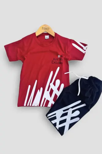 Boys' T-Shirt & Capri Set - Economical Summer Style - TRİLİYA (1)