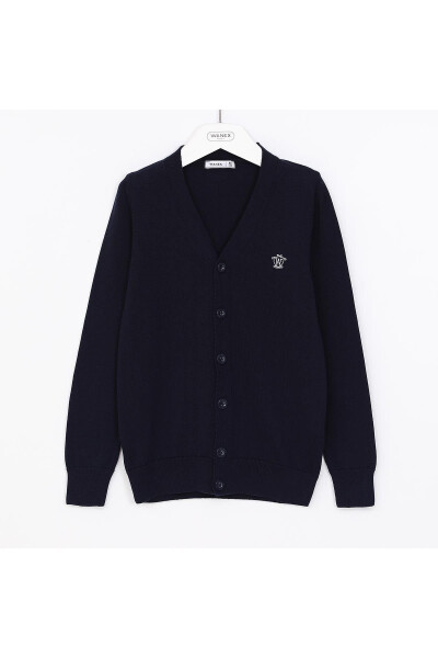 Boy's V-Neck Knit Cardigan - 13009 - Navy - 1