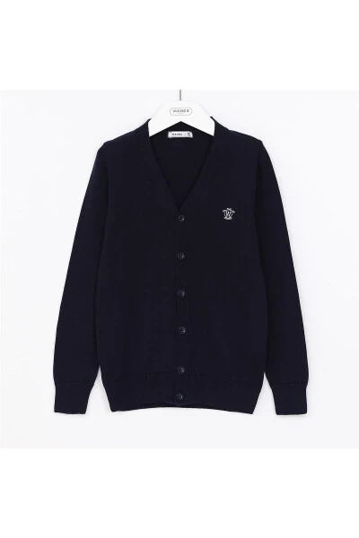 Boy's V-Neck Knit Cardigan - 13009 - Navy - WANEX (1)