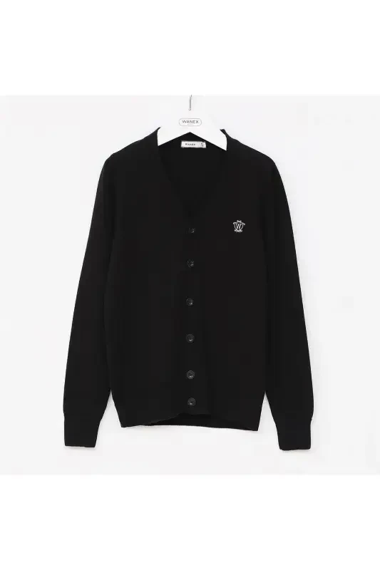 Boys V Neck Knitted Cardigan - 13009 - Black-BLACK - 1