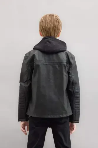 Boys' Water-Repellent Faux Leather Jacket C4320A824AU - 5