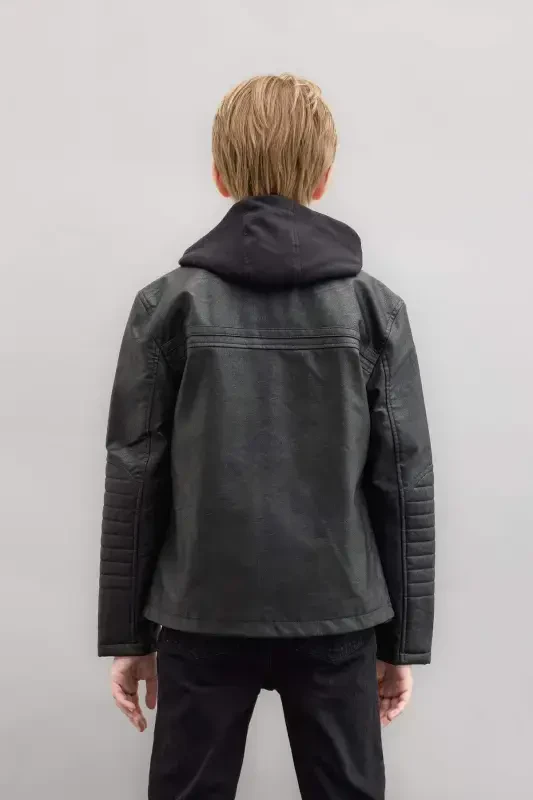 Boys' Water-Repellent Faux Leather Jacket C4320A824AU - 5