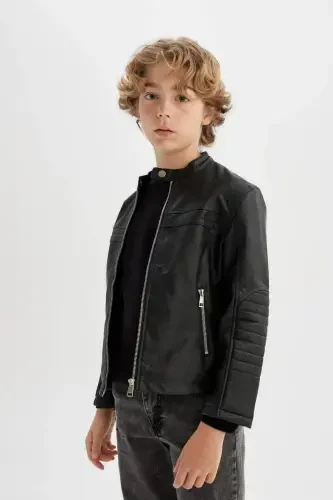 Boys' Water-Repellent Faux Leather Jacket C4320A824AU - 6