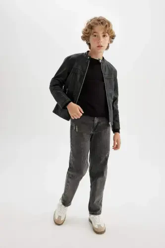 Boys' Water-Repellent Faux Leather Jacket C4320A824AU - 7