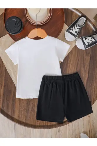 Boys White-Black Challenge Basketball Printed T-Shirt-Short Set-WHITE3 - 3