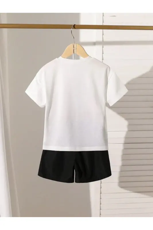 Boy's White-Black Good Time Printed Shorts T-shirt Set-whitez - 2