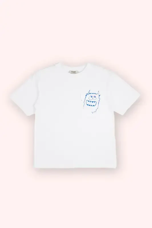 Boy's White Short Sleeve Pocket T-Shirt - 1