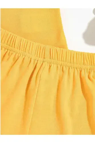 Boys Yellow Cool Boys Teddy Bear Printed Sleeveless T-Shirt-Shorts Set-Yellow - 3