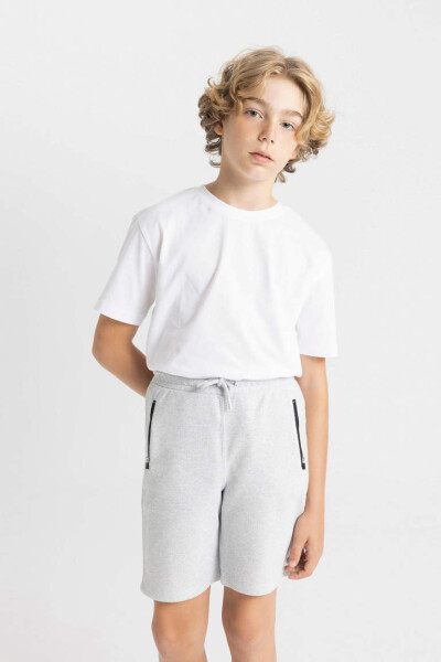 Boys' Zipper Pocket Shorts Optic Grey Melange - 3