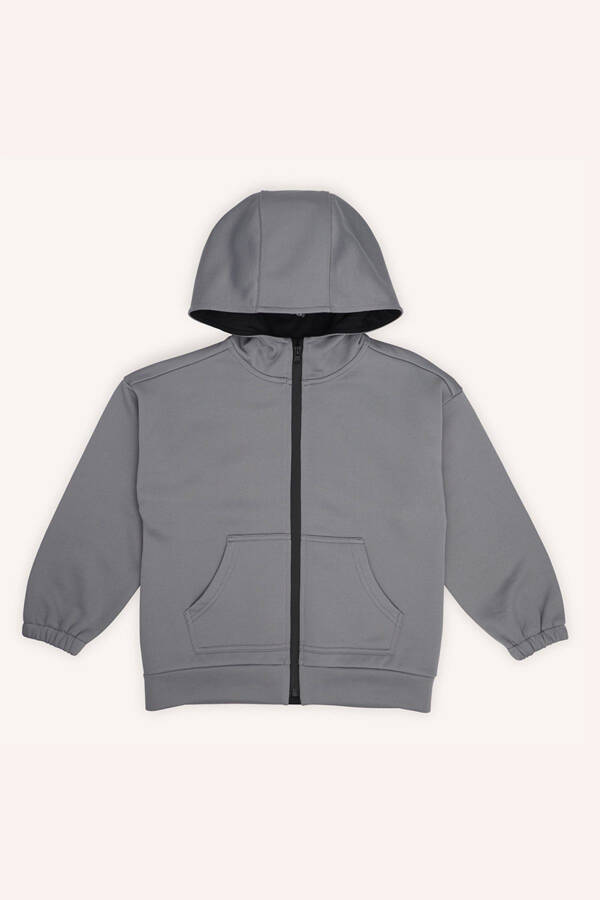 Boys' Zippered Gray Sweatshirt - 3