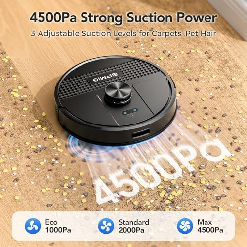 BPMIO Robot Vacuum and Mop Combo 4500Pa Max Suction with LiDAR Navigation Smart Mapping, 145 Min Runtime Customized Cleaning Schedule, Works with Alexa/WiFi/App, Great for Pet Hair, Carpet, Hard Floor - BPMIO (1)