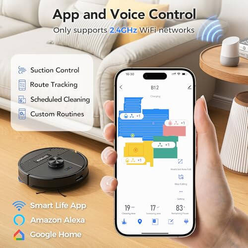 BPMIO Robot Vacuum and Mop Combo 4500Pa Max Suction with LiDAR Navigation Smart Mapping, 145 Min Runtime Customized Cleaning Schedule, Works with Alexa/WiFi/App, Great for Pet Hair, Carpet, Hard Floor - 3